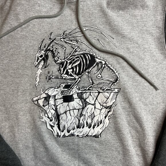 Y2K RDS Red Dragon Mens M Hoodie Skateboard Graphic Dragon Grey CANADA MADE - Picture 8 of 14